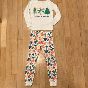 Kids Festive Pajama Set - White and Multicolor